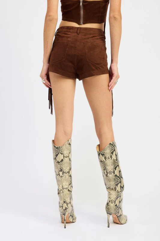 SUEDE FRINDGE SIDE SHORTS - Image 15