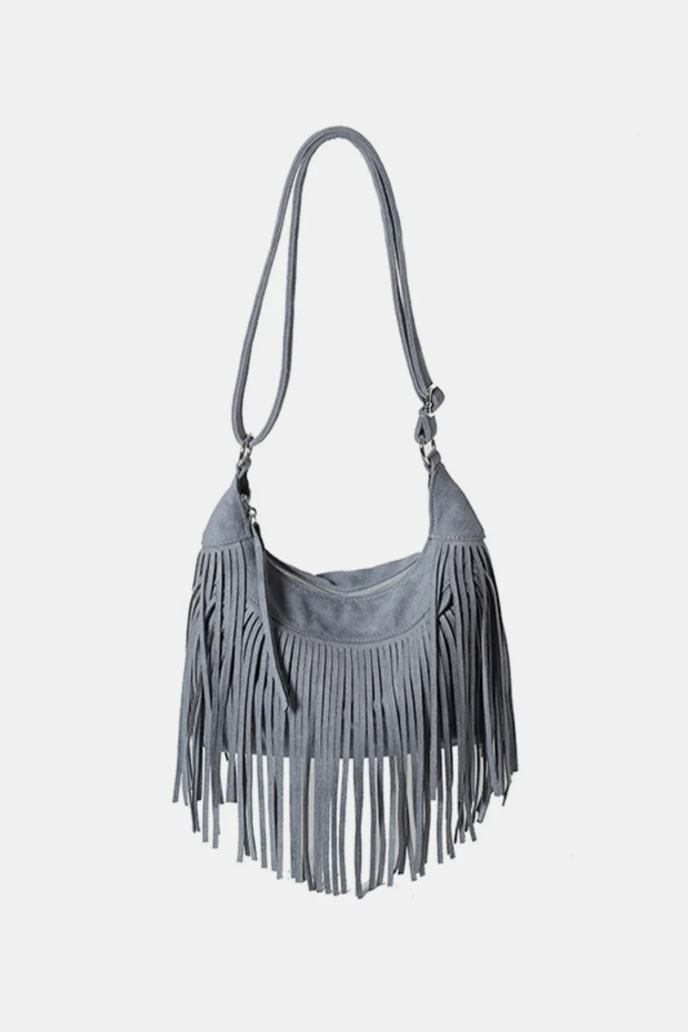 Suede Fringe Adjustable Strap Shoulder Bag - Image 17