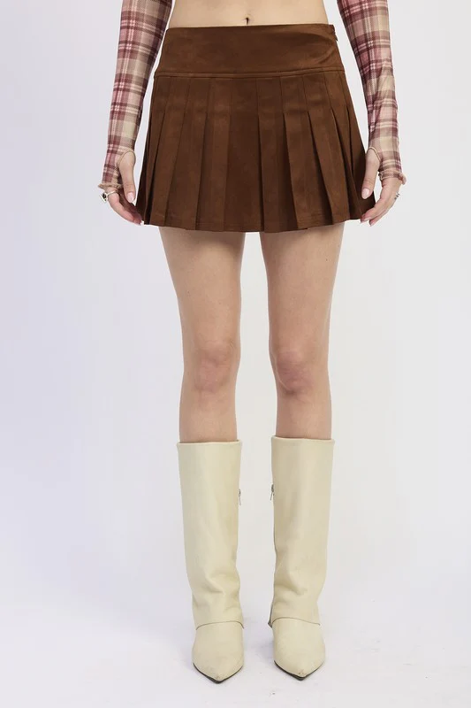SUEDE MINI PLEADED SKIRT - Image 3