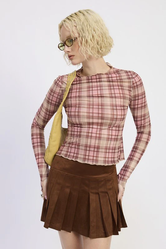 SUEDE MINI PLEADED SKIRT - Image 4