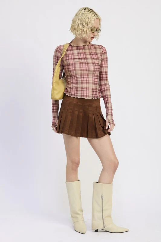 SUEDE MINI PLEADED SKIRT - Image 5