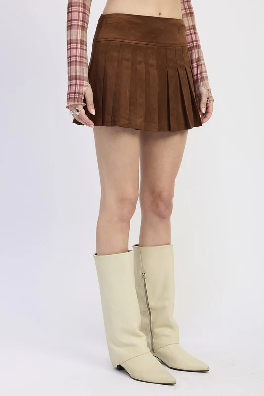 SUEDE MINI PLEADED SKIRT - Image 7