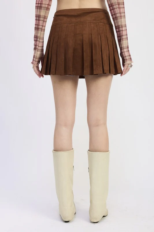 SUEDE MINI PLEADED SKIRT - Image 8