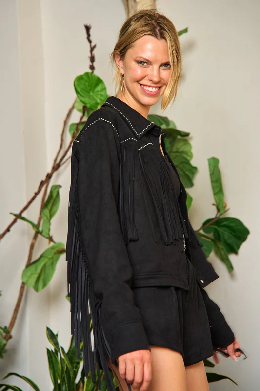 Suede studded fringe jacket PLUS JJO5009P - Image 6