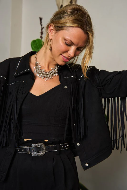 Suede studded fringe jacket PLUS JJO5009P - Image 8