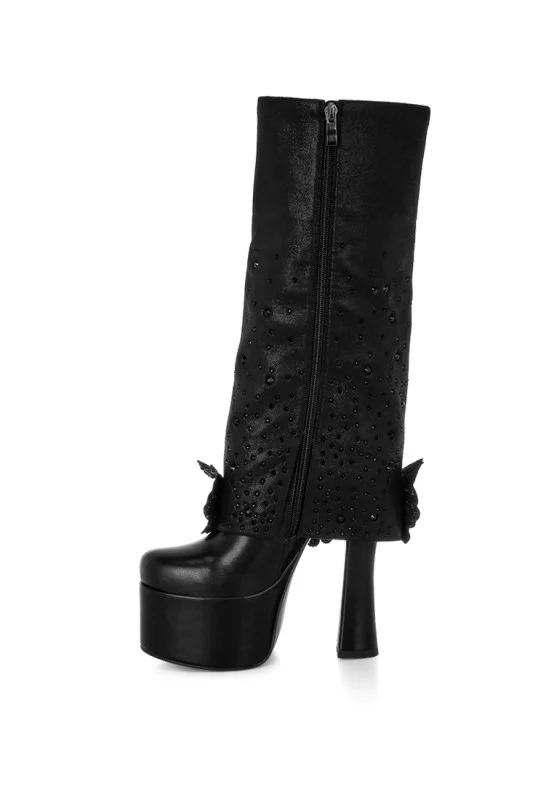 Sundra Floral Applique Platform Heeled Boots - Image 8