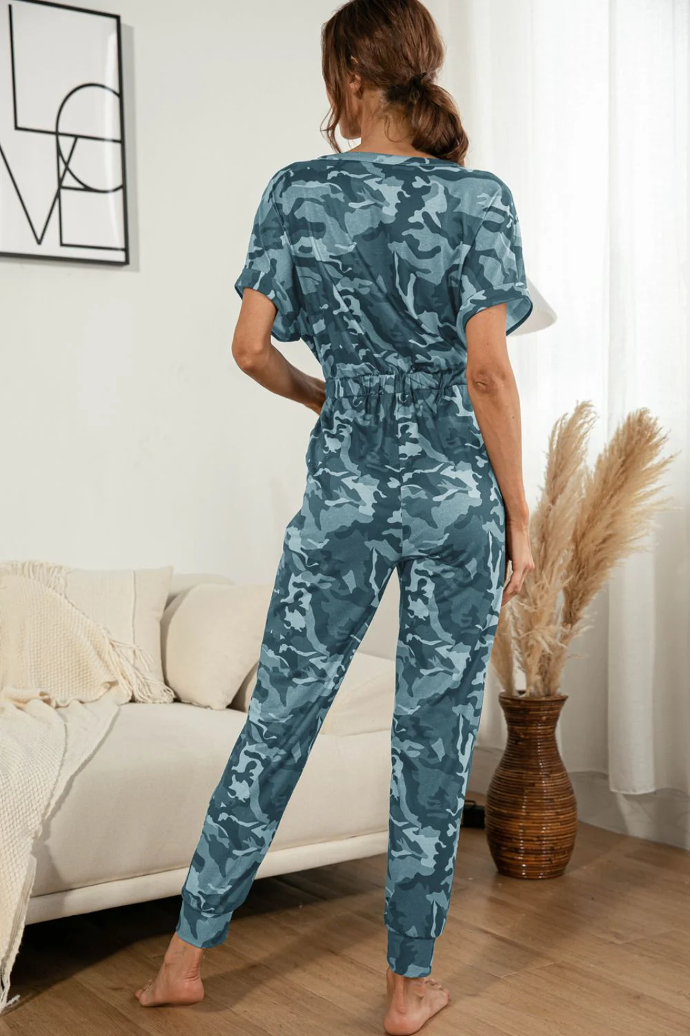 Surplice Neck Tied Short Sleeve Jumpsuit - Image 12