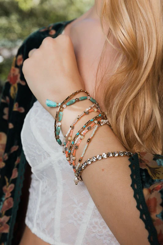 Sweet Pastel Studded Beads Layered Bracelet - Image 2