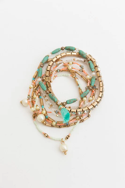 Sweet Pastel Studded Beads Layered Bracelet - Image 6