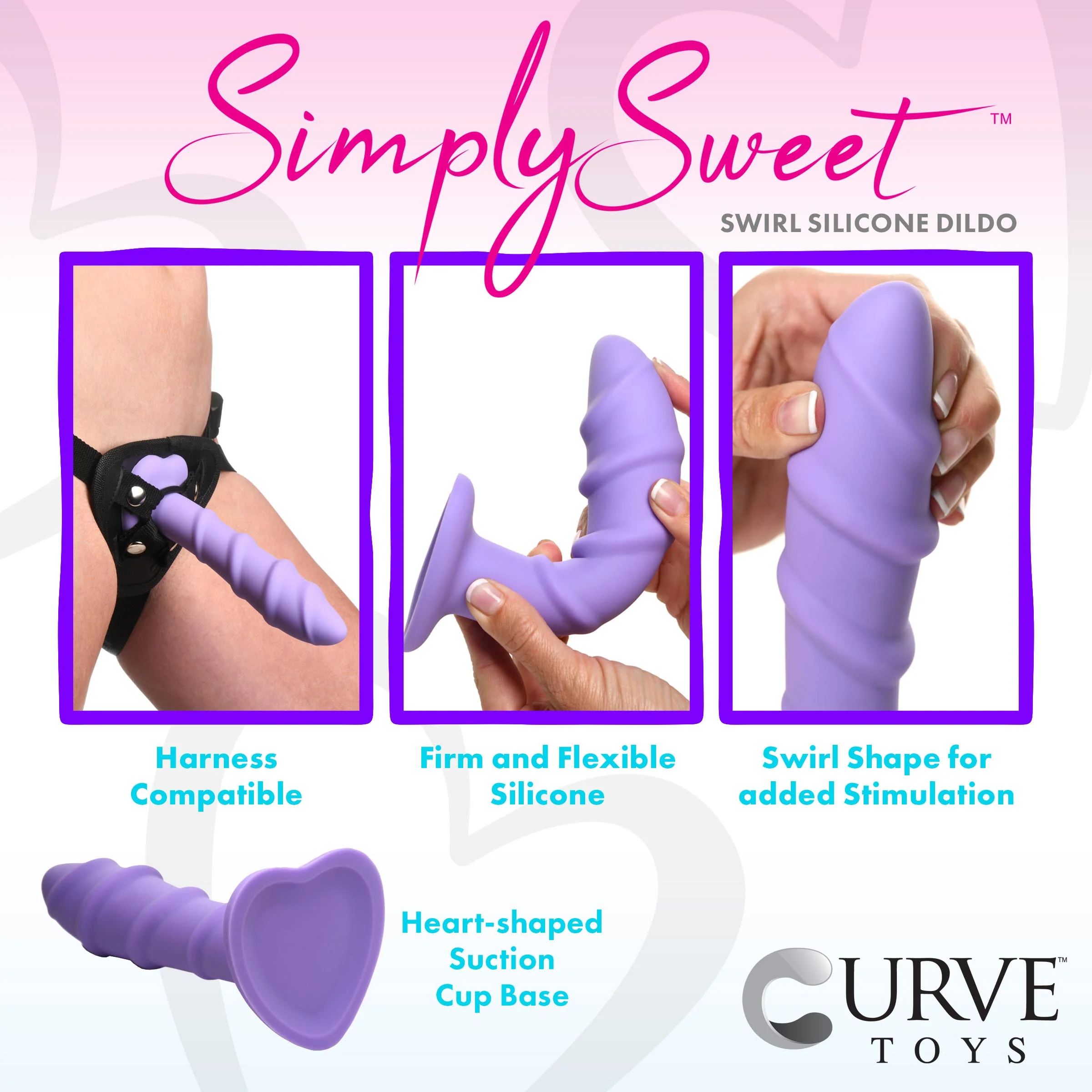 Swirl Silicone Purple Dildo - Image 5