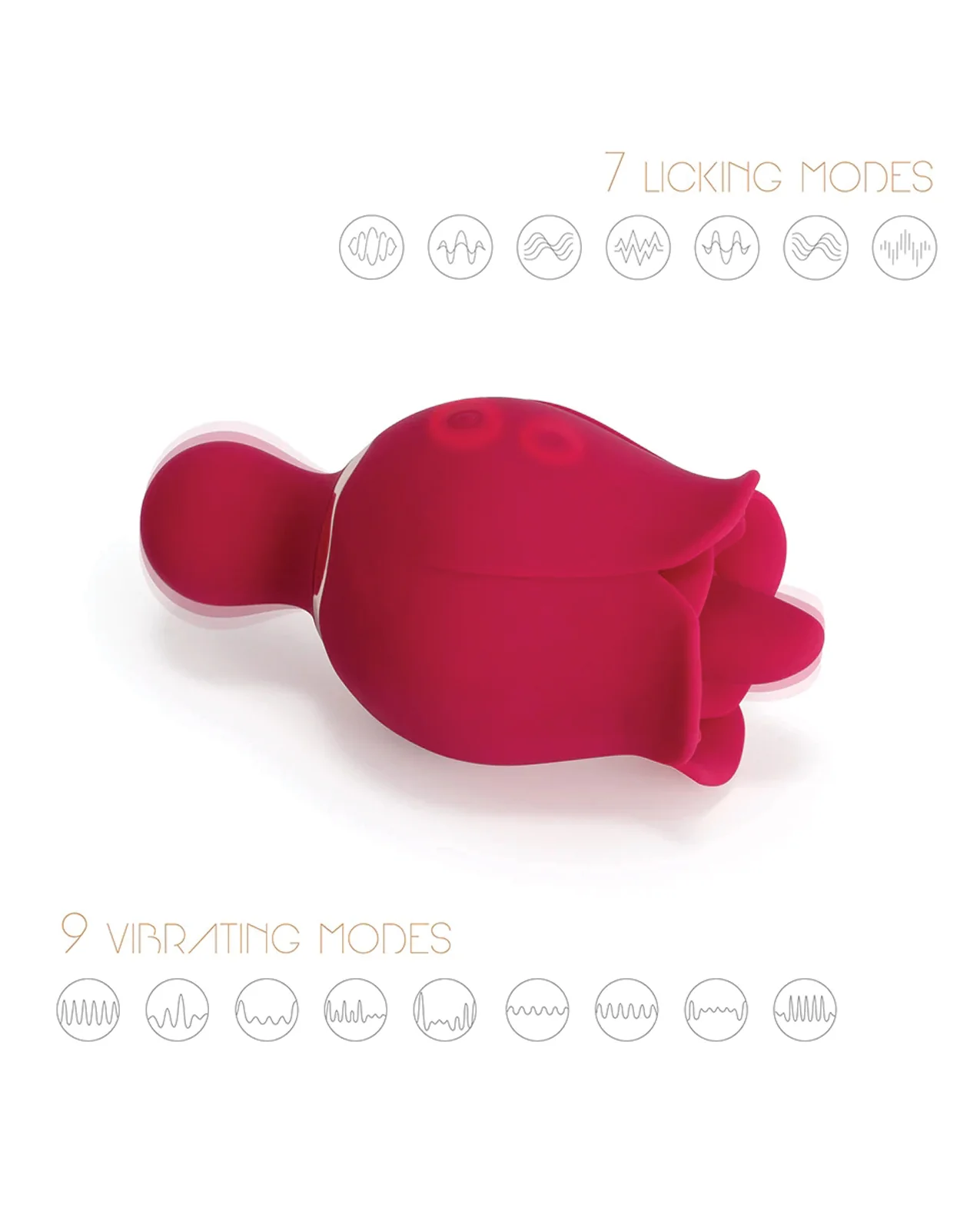 Sylvia Tongue Licking Rose Vibrator - Red - Image 2
