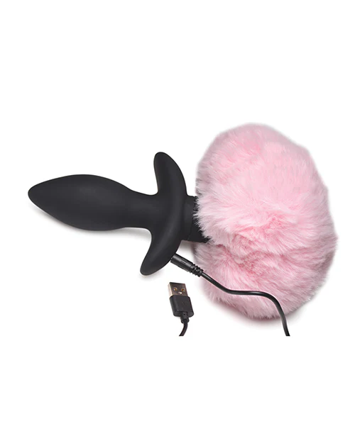 Tailz Waggerz Moving & Vibrating Bunny Tail Anal Plug W/remote - Pink/black - Image 4