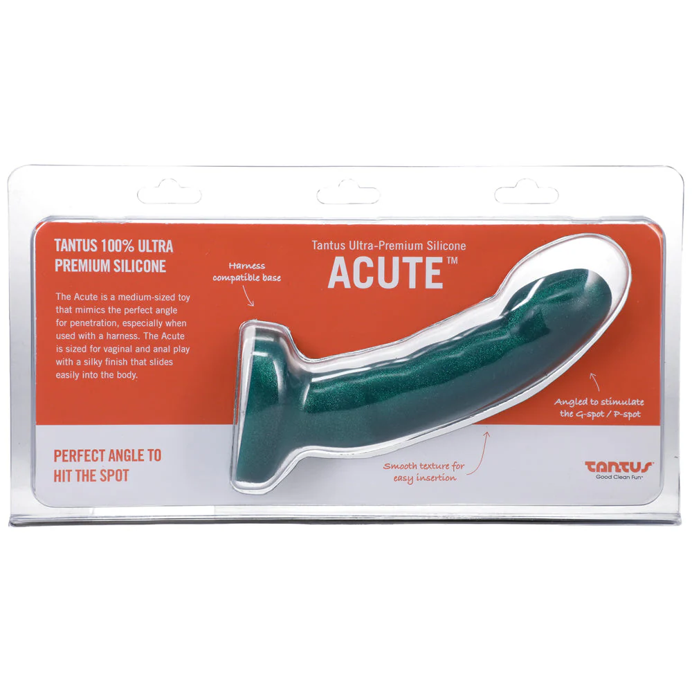 Tantus Acute 5.5 in. Curved Dildo Medium-Firm Emerald - Image 4