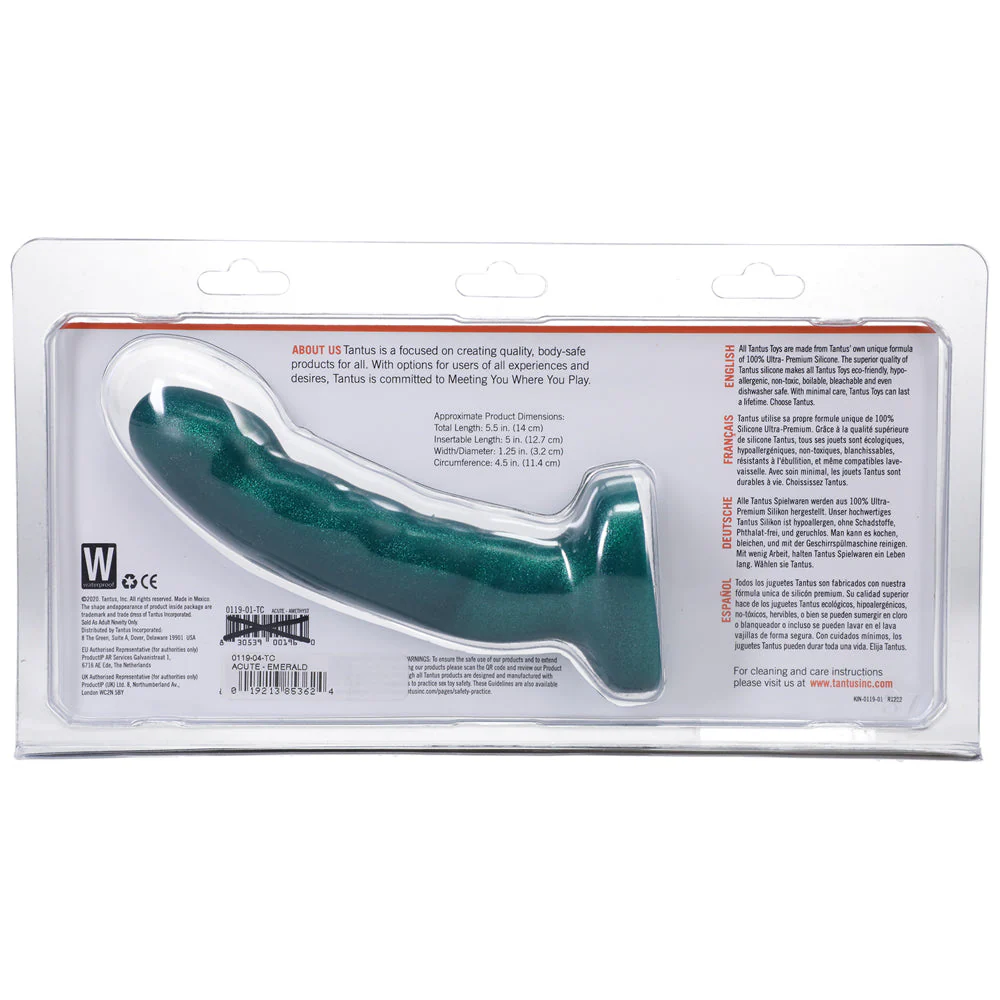 Tantus Acute 5.5 in. Curved Dildo Medium-Firm Emerald - Image 5