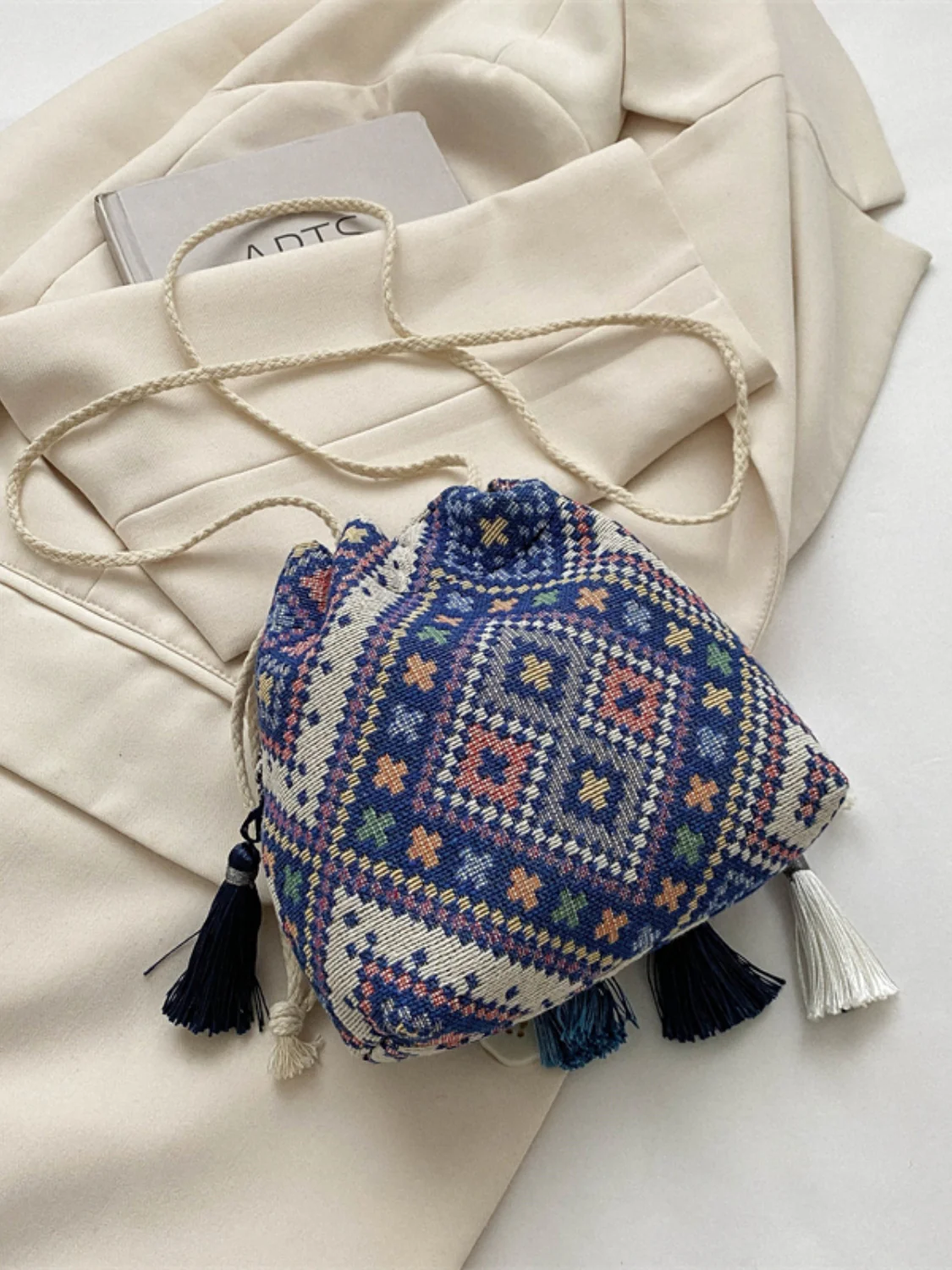 Tassel Spaghetti Strap Shoulder Bag - Image 14