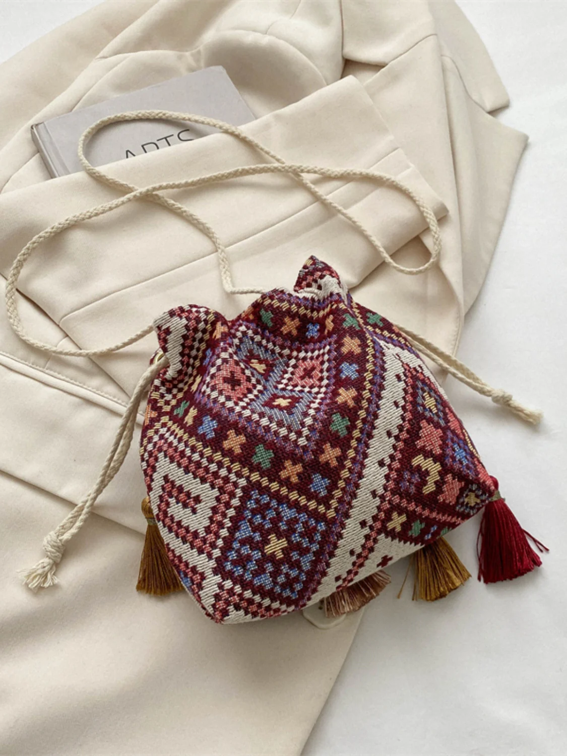 Tassel Spaghetti Strap Shoulder Bag - Image 3