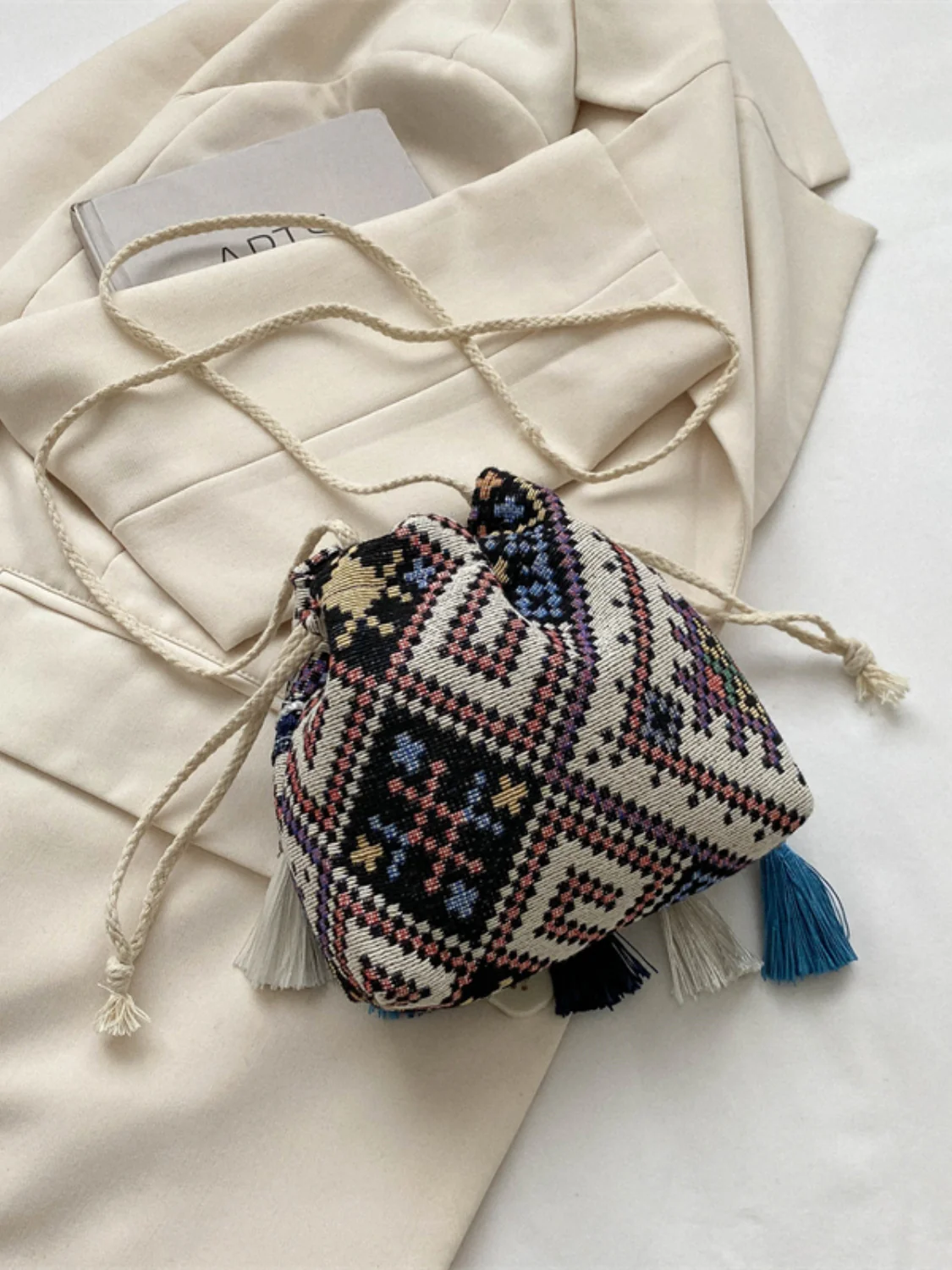 Tassel Spaghetti Strap Shoulder Bag - Image 7