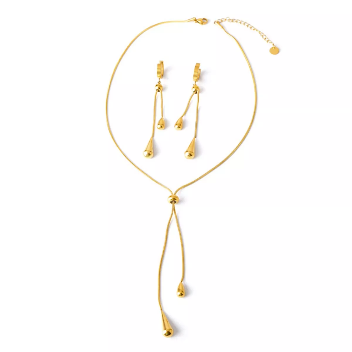 Teardrop Pendant Necklace and Earrings Jewelry Set - Image 5