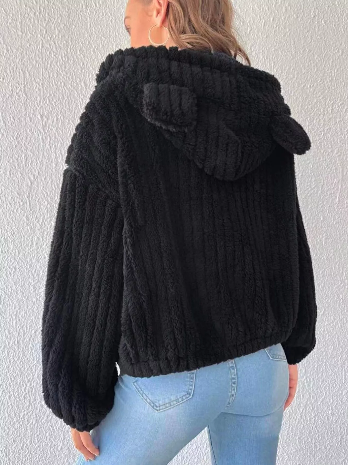 Teddy Bear Ear Hooded Fleece Outerwear - Image 7