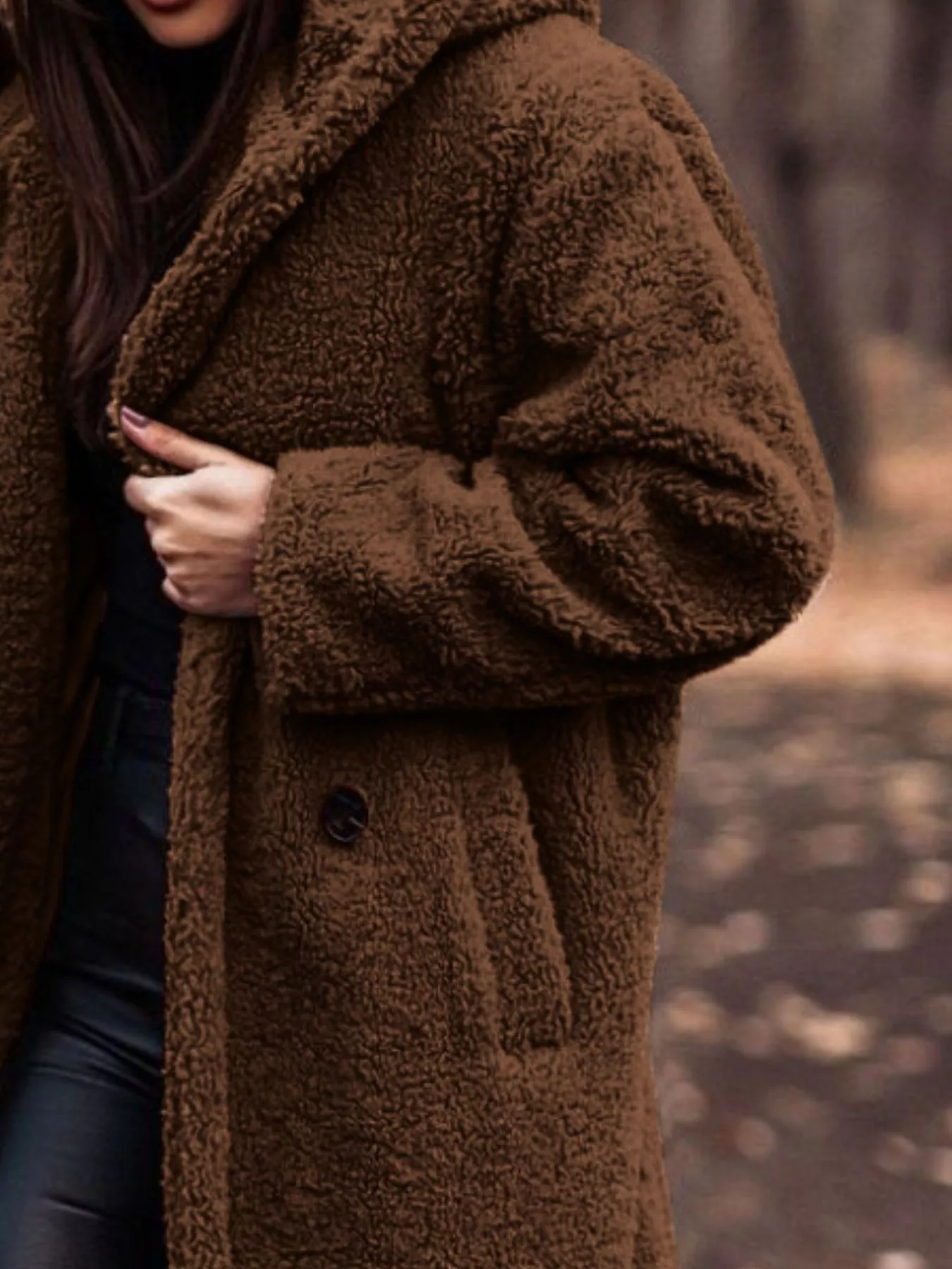 Teddy Bear Hooded Longline Outerwear - Image 2