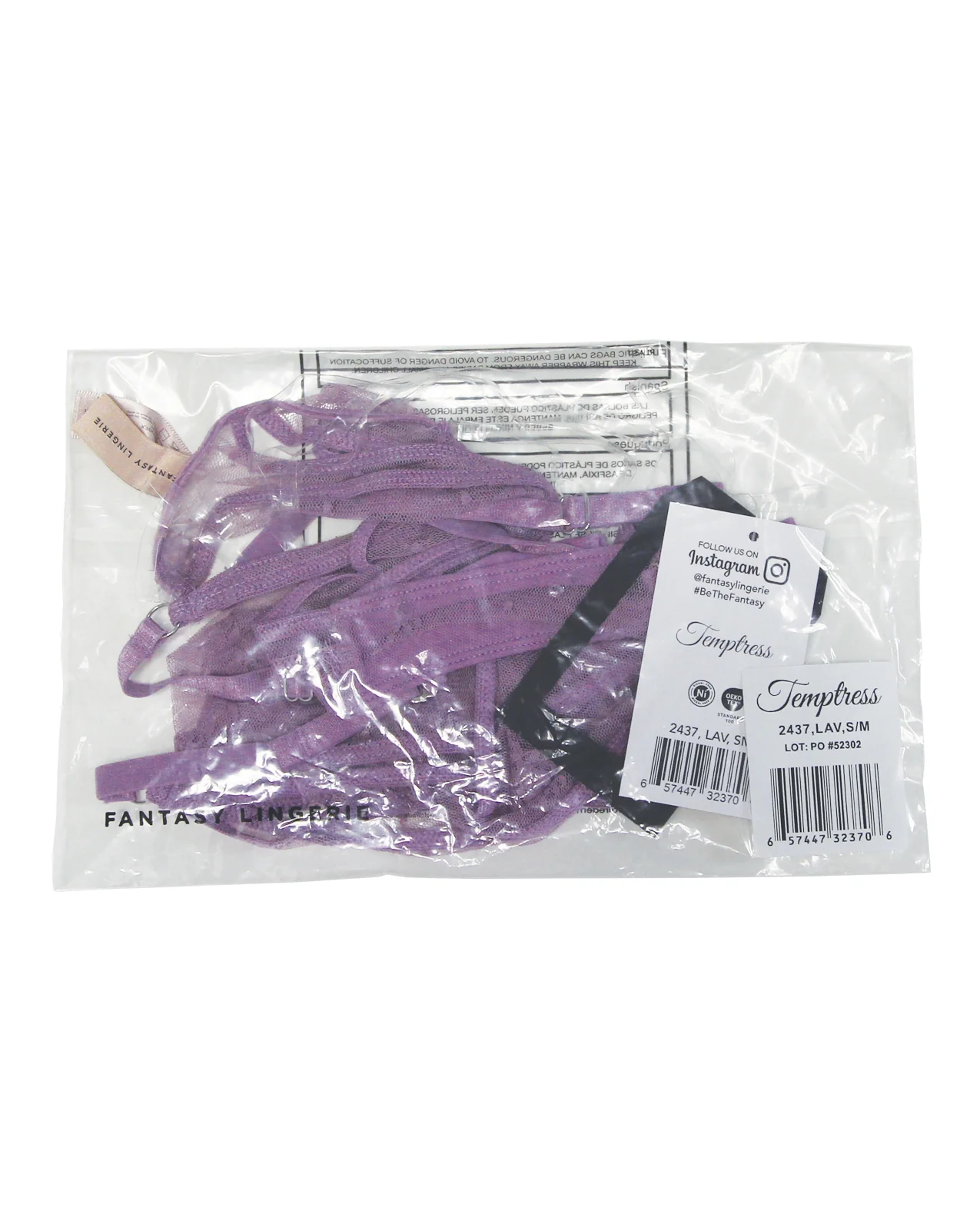 Temptress Gisele Sheer Floral Mesh Open Back Teddy - Lavender M/L - Image 3