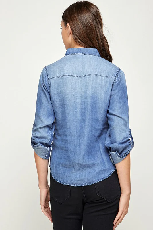 TENCEL TOP DENIM BLOUSE - Image 6