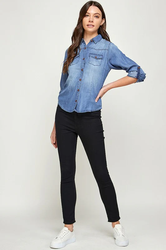 TENCEL TOP DENIM BLOUSE - Image 7