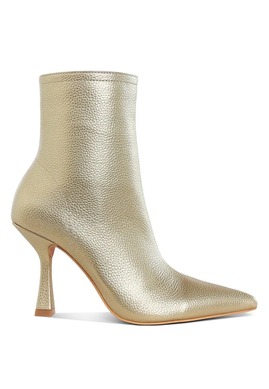 Tentia Metallic Pleather Spool Heel Boots - Image 6