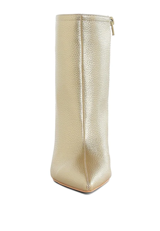 Tentia Metallic Pleather Spool Heel Boots - Image 7