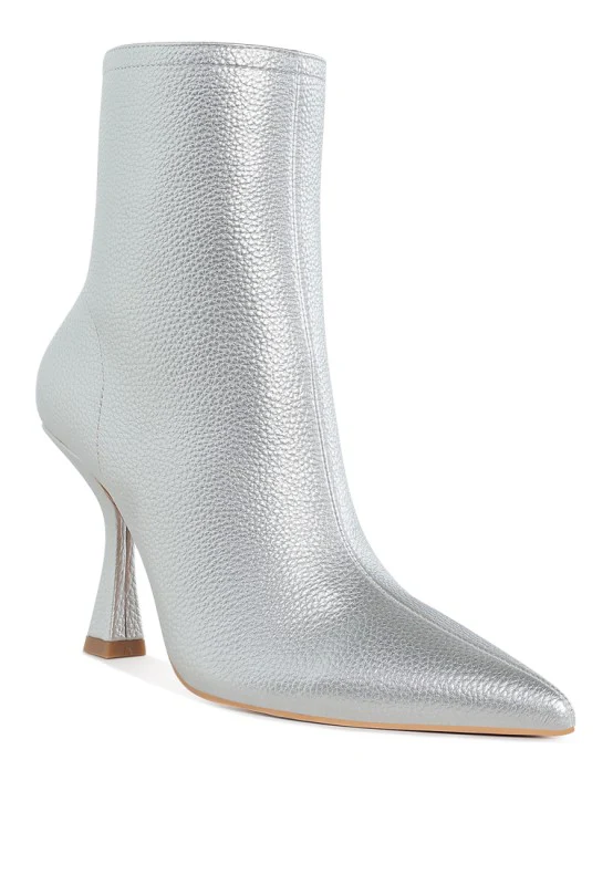 Tentia Metallic Pleather Spool Heel Boots - Image 9