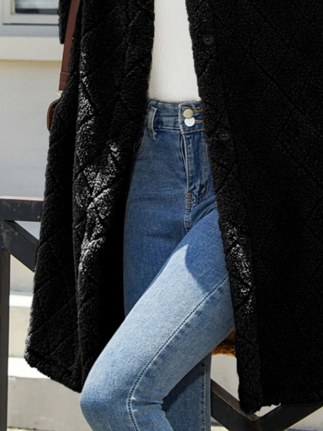 Texture Button Up Dropped Shoulder Coat - Image 17