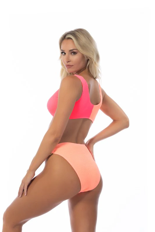 TEXTURED TWO TONE RING ACCENT BIKINI SET - Image 2