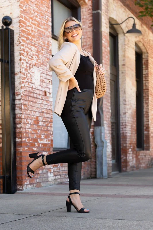 The Farah High Waisted Faux Leather Leggings - Image 9