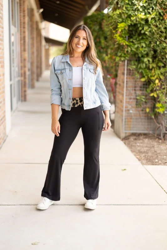 The Kristen - Leopard Fold Over Bootcut Leggings