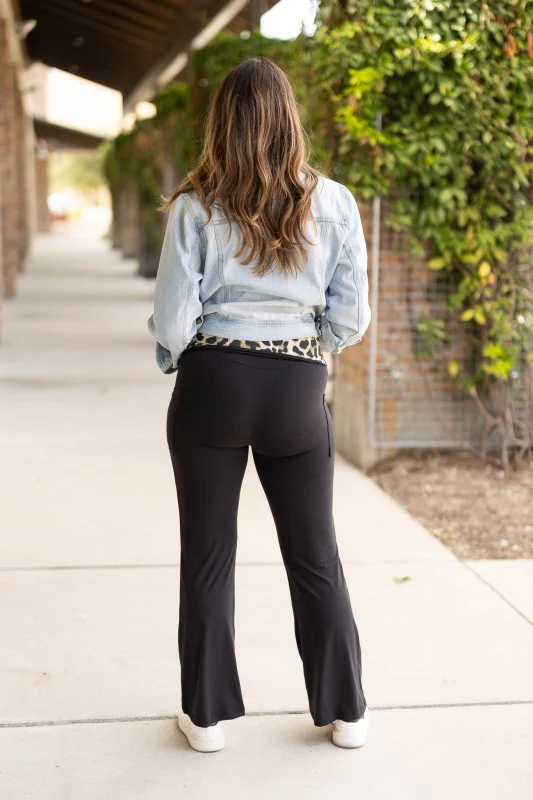 The Kristen - Leopard Fold Over Bootcut Leggings - Image 6