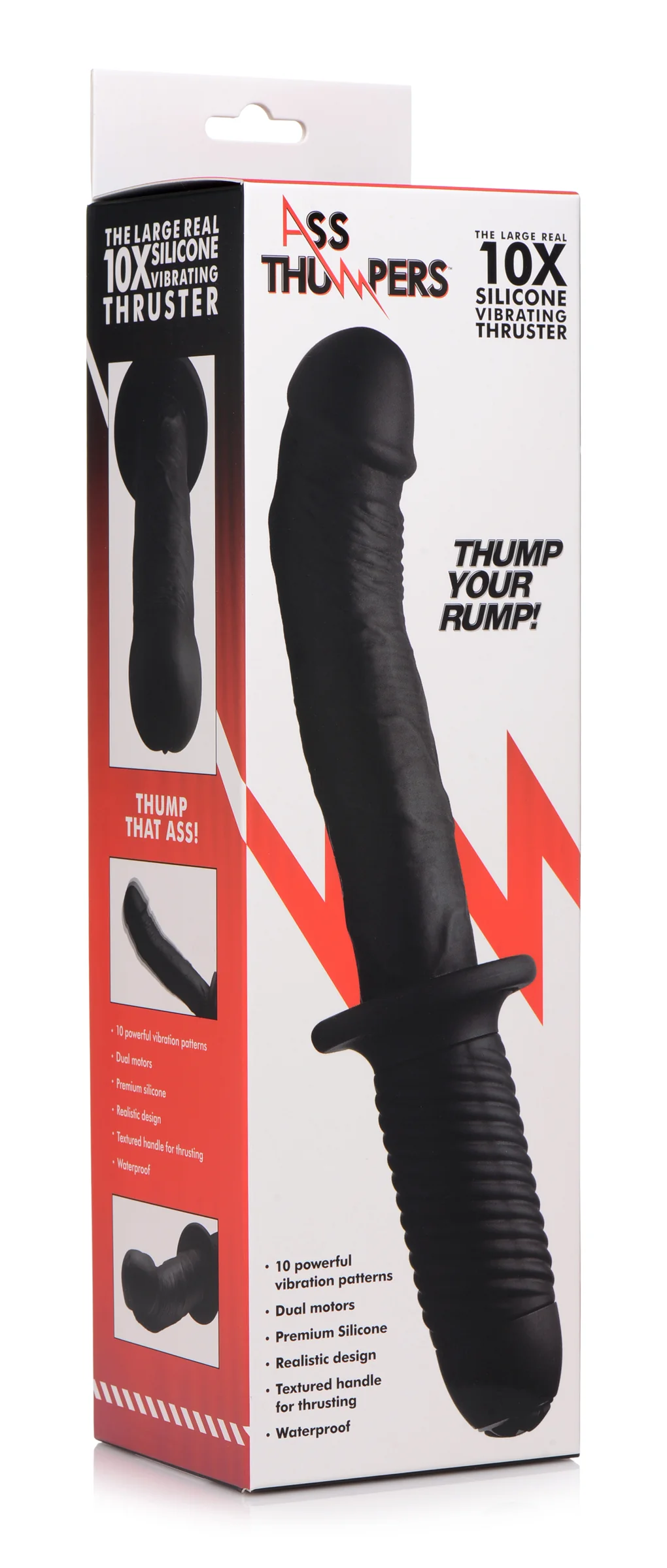 The Large Realistic 10x Silicone Vibrator With Handle - Image 2