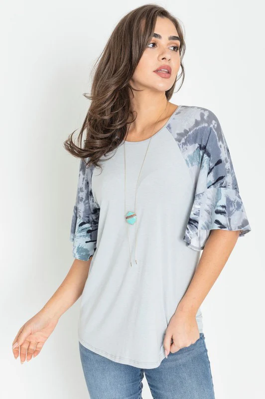 Tie Dye Ruffle Sleeve Tunic - Image 9