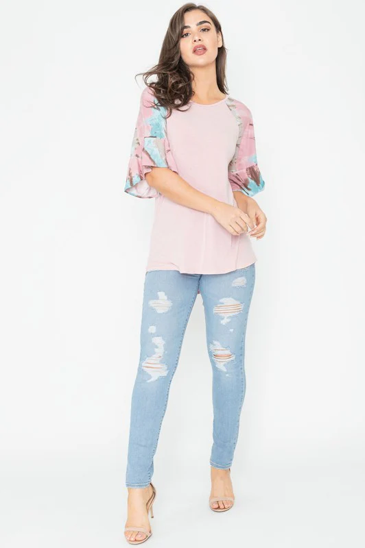 Tie Dye Ruffle Sleeve Tunic - Image 3
