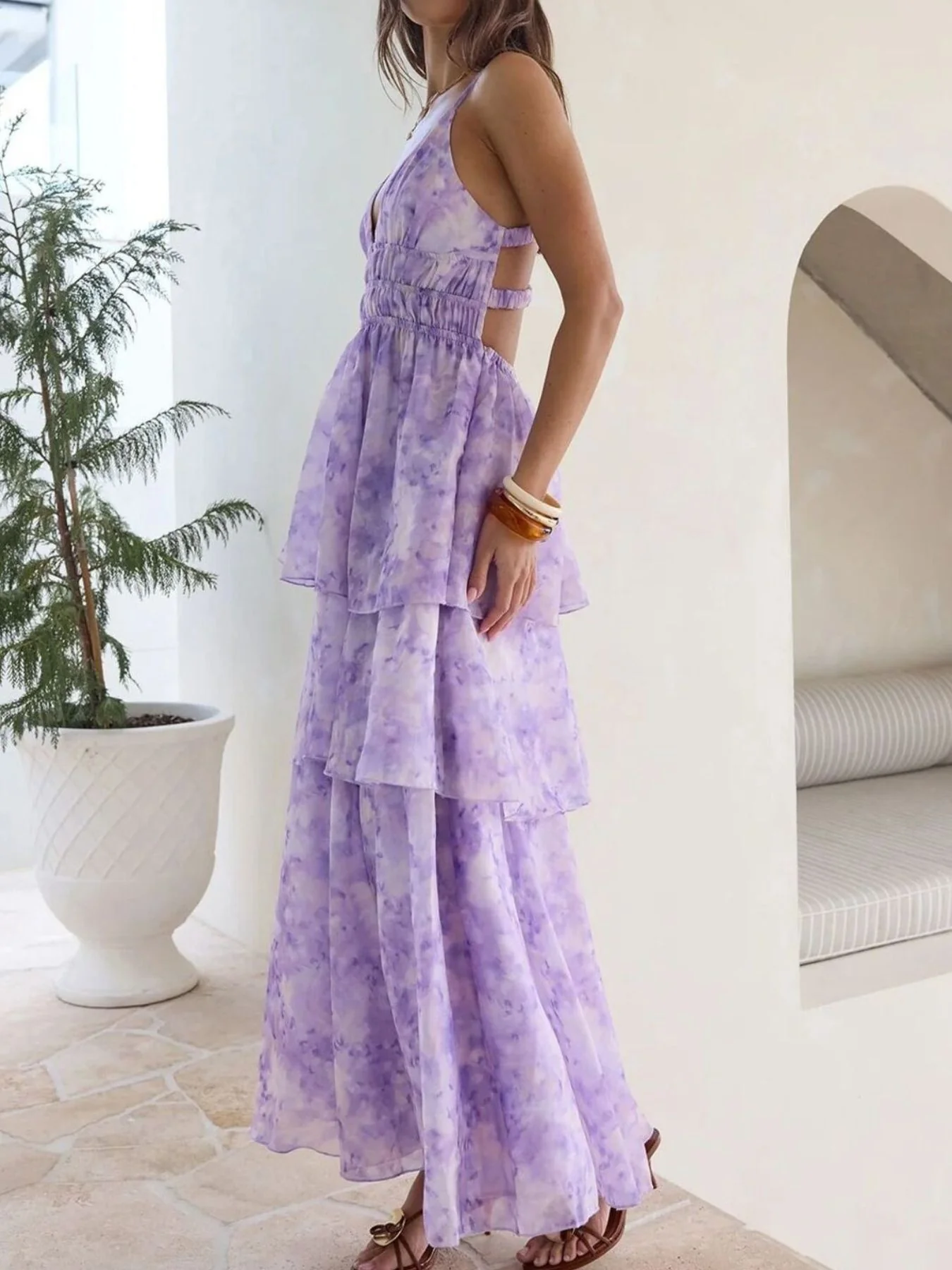 Tie-Dye Ruffled Layered Maxi Dress - Image 7