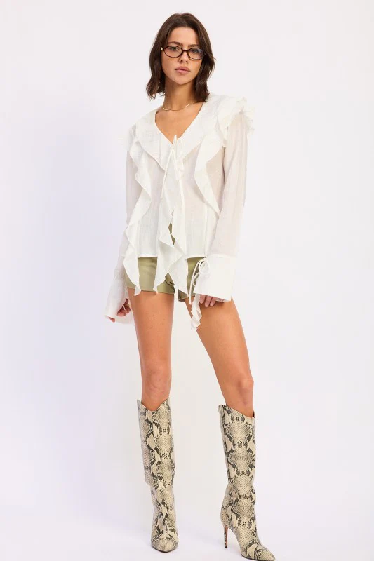 TIE FRONT RUFFLED TOP - Image 3