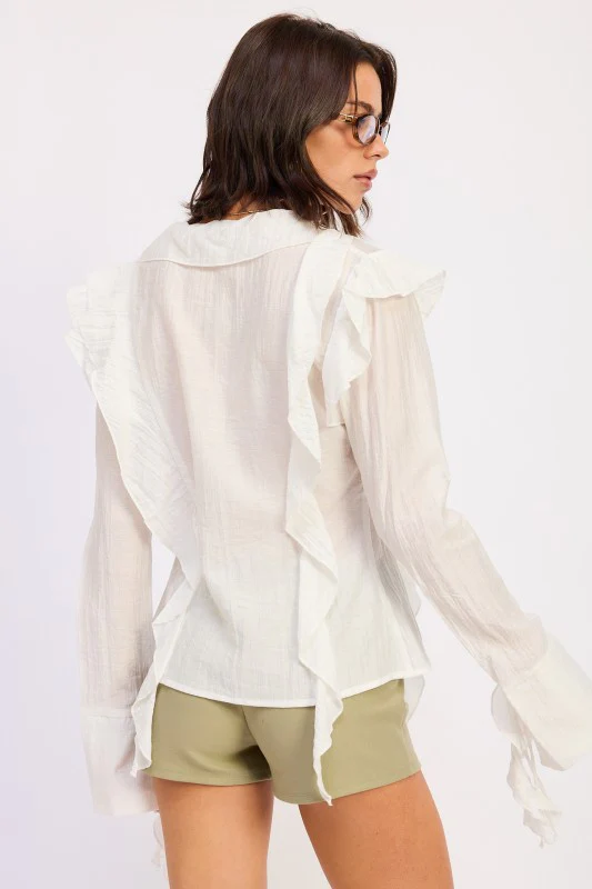 TIE FRONT RUFFLED TOP - Image 7
