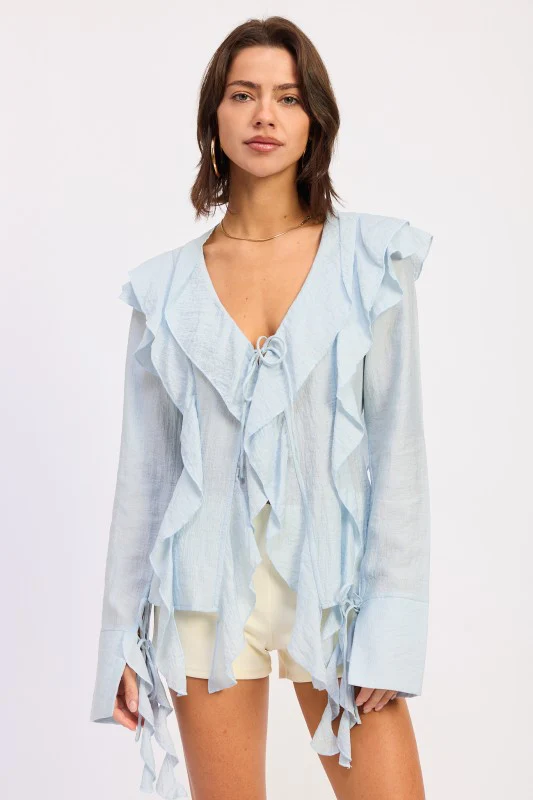 TIE FRONT RUFFLED TOP - Image 8