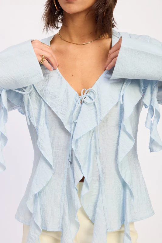 TIE FRONT RUFFLED TOP - Image 9