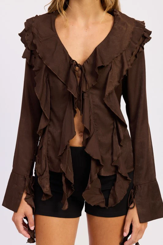 TIE FRONT RUFFLED TOP - Image 2