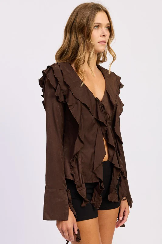 TIE FRONT RUFFLED TOP - Image 8