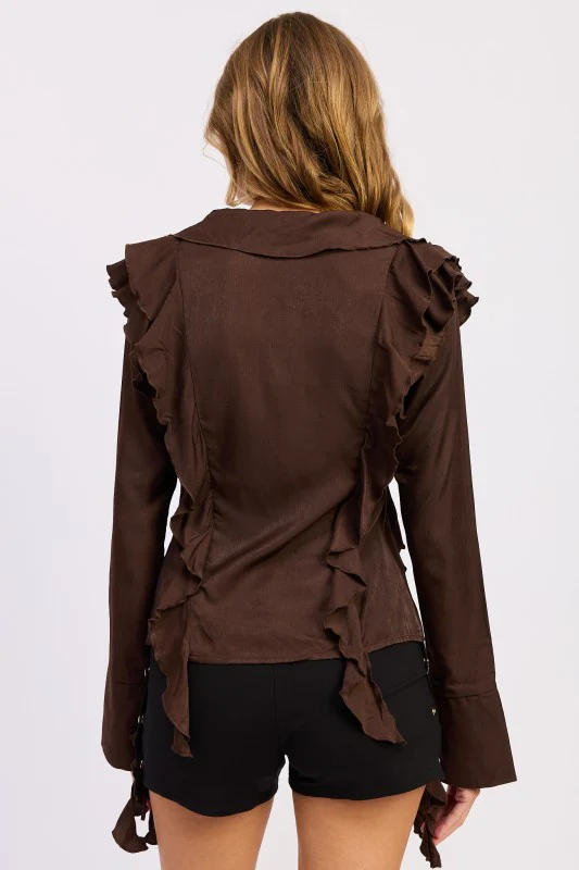 TIE FRONT RUFFLED TOP - Image 9