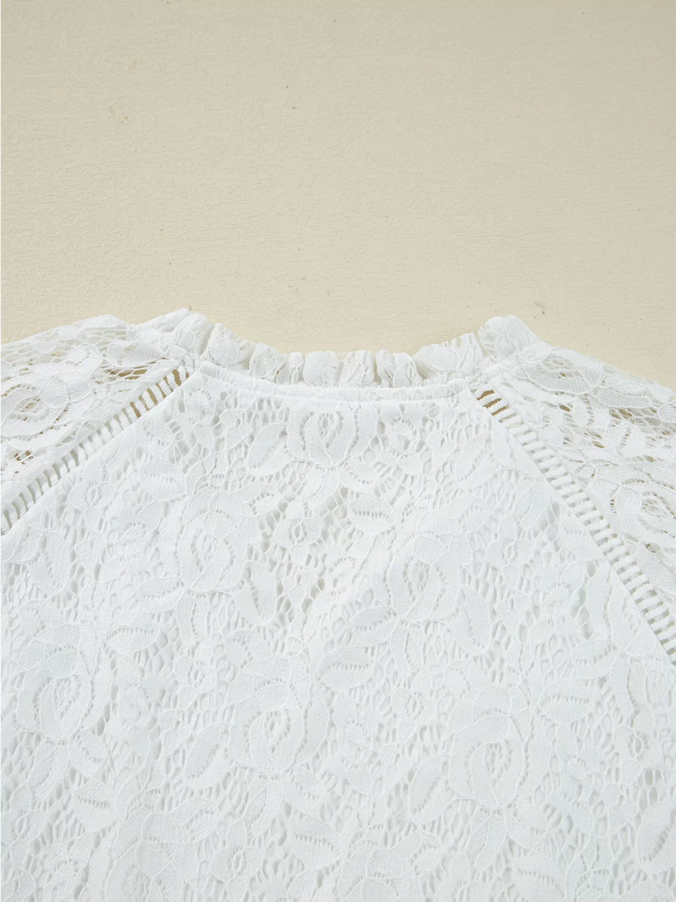 Tie Neck Lace Ruffle Detail Long Sleeve Blouse - Image 5