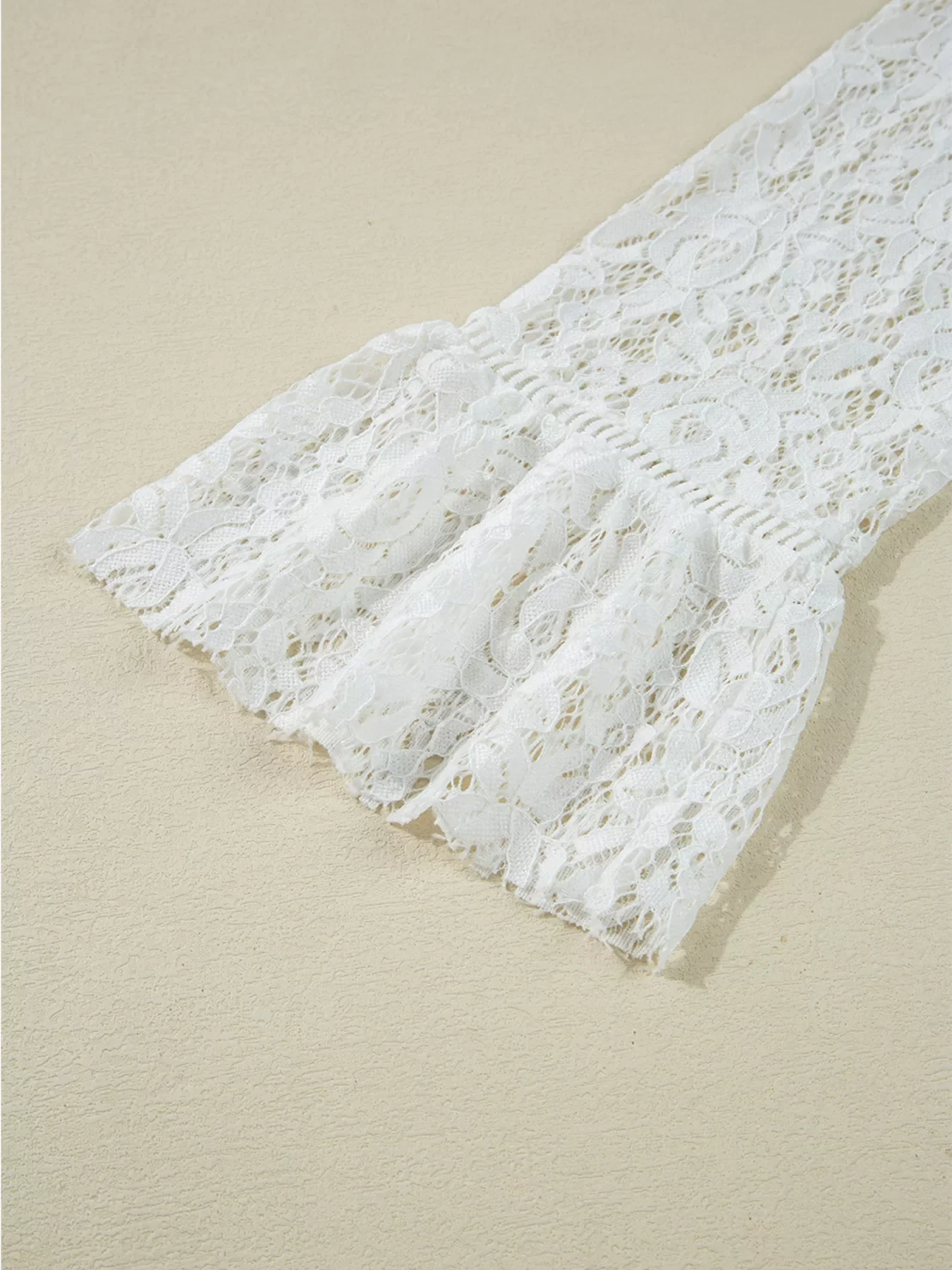 Tie Neck Lace Ruffle Detail Long Sleeve Blouse - Image 6
