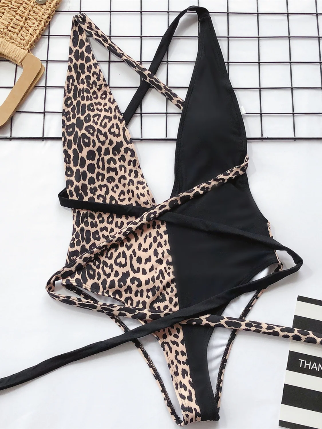 Tied Leopard Plunge One-Piece Swimwear - Image 14