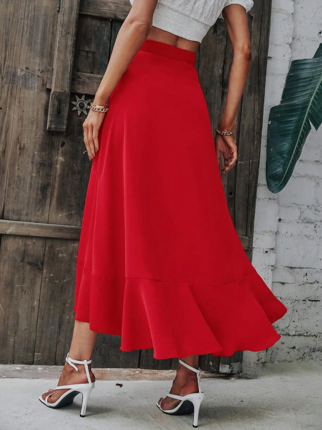 Tied Ruffled Midi Skirt - Image 3
